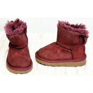 UGG Purple Kids Boots Bow S/N 1013274T Size 6 Toddler Girl Lambs Wool Lined